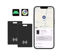 Air Tag Traceur Android Rechargeable Wallet Tracker Carte, Compatible avec l’app Google Localiser (Android Uniquement), 1,8 mm Ultra Fin, Charge sans Fil, IP68 étanche, 2 Pack