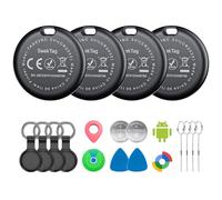 Air Tags pour Android, Air Tags-Lot de 4 étiquettes de suivi d'air avec 4 étuis, autonomie de 2 ans, traqueurs Google et Apple Find pour l'application Google Find Hub et Apple Find My, traqueur de