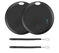 Air Tracker Android 2PCS Localisateur D’Objets Bluetooth Traceur Tag, Localisateur d'Objets Compatible avec Google Find My Device, Smart Tracker Anti-Perte pour Voiture/Les clés/Valises (Noir)