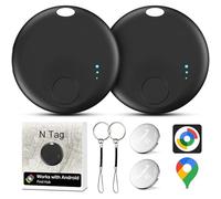 Air Tracker Android, 2PCS Localisateur D’Objets Bluetooth Traceur Tag, Smart Tracker Tag Fonctionne avec l’app Google Localiser (Uniquement Android),Smart Traceur Tag pour clés, Bagages (Noir)