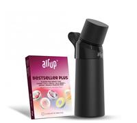 air up® Bouteille d'eau (473,6 g) en acier noir + 5 capsules Flavor Fiesta | Capsules de saveur sans sucre et bouteilles d'eau avec paille | Bouteille d'eau aromatisée