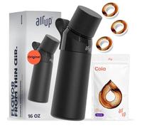 air up® Bouteille d'eau (473 ml) en acier noir + 3 capsules de cola | Capsules de saveur sans sucre et bouteilles d'eau avec paille | Bouteille d'eau aromatisée