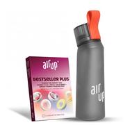 air up Bouteille d'eau (650 ml) pour l'école, le sport, la salle de sport | Comprend 5 capsules parfumées et paille | Bouteille aromatisée en gris - Convient également pour les enfants, les garçons