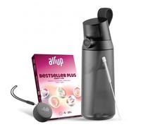 air up Gourde Click Midnight Black 600 ml | Paquet de 5 Pods | brosse pour paille | Pod Case Twogo Noir