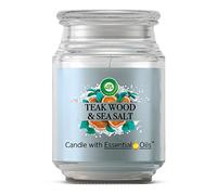 Air Wick Bougie Parfumée aux Huiles Essentielle Bois de Teck/Sel Marin - Jusqu’à 85h de Combustion