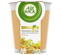 Air Wick Bougie parfumée de bien-être XL en verre - Parfum agrumes - Jusqu'à 40 heures de combustion - Contient des huiles essentielles naturelles - Bougie parfumée de 220 g