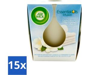 Air Wick – Bougie parfumée – Linge frais aux huiles essentielles – 105 g - Pack économique - 15 pièces