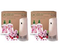 Air Wick Désodorisant Maison Spray Automatique Sans Gaz Active Fresh - 1 Diffuseur + 2 Recharges Parfum Fleur de Cerisier & Framboise
