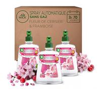 Air Wick Désodorisant Maison Spray Automatique Sans Gaz Active Fresh - 3 Recharges Parfum Fleur de Cerisier & Framboise