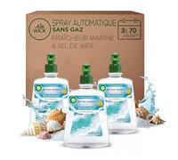 Air Wick Désodorisant Maison Spray Automatique Sans Gaz Active Fresh - 3 Recharges Parfum Fraîcheur Marine & Sel de Mer