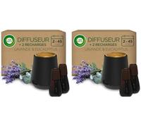 Air Wick Diffuseur d’huiles Essentielles Brume Parfumée+ 2 Recharges 20 ml Parfum Lavande et Eucalyptus (Lot de 2)