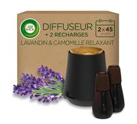 Air Wick Diffuseur d’huiles Essentielles Essential Mist + 2 Recharges Parfum Lavande et Camomille Blanc