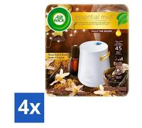 Air Wick Essential Mist – Diffuseur de parfum électrique – Kit de démarrage – Vanille & sucre brun – 20 ml - Pack économique - 4 pièces