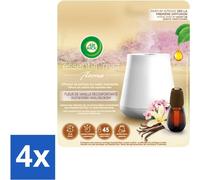 Air Wick Essential Mist - Diffuseur électrique de parfum - Kit de démarrage - Fleur de vanille apaisante - 20 ml - Pack avantage - 4 pièces