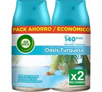 Air Wick Freshmatic Lot de 2 Recharges pour Désodorisant Automatique Essence Maison Parfum Oasis Turquoise