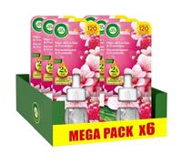 AIR WICK Lot de 6 Recharges Diffuseur désodorisant Electrique Huiles essentielles Fleur de cerisier & Framboise
