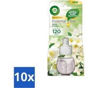 Air Wick - Recharge désodorisant - Huiles essentielles - Freesia & Jasmin - Diffuseur de parfum électrique - 20 ml - Pack avantage - 10 pièces