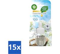 Air Wick - Recharge désodorisant - Huiles essentielles - Lin frais & lilas - Diffuseur de parfum électrique - 20 ml - Pack avantage - 15 pièces