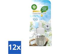 Air Wick - Recharge désodorisant - Huiles essentielles - Lin frais & lilas - Diffuseur de parfum électrique - 20 ml - Pack avantage - 12 pièces