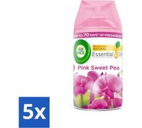 Air Wick - Recharge désodorisant - Huiles essentielles - Pink Sweet Pea - Vaporisateur automatique - 250 ml - Pack avantage - 5 pièces