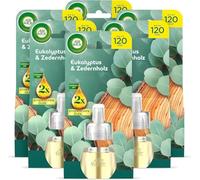 Air Wick Recharge pour diffuseur de parfum - Parfum : eucalyptus et bois de cèdre - Parfum d'ambiance boisé et frais pour prise de courant - 6 recharges d'huile parfumée de 19 ml