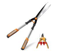 AIRAJ Jeu De 2 Cisailles À Haies De Jardin 60 Cm Avec Sécateur | Lames En Acier Tranchantes Et Poignées Ergonomiques, Cisailles De Haie Professionnelles Pour Les Haies, Arbustes Et Buissons