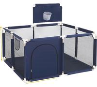 Aire de jeux pour bébés, Construction robuste en métal, Design spacieux, Carrés bleus
