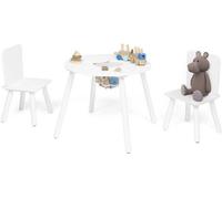 Aire de jeux pour enfants avec 2 chaises et un espace de rangement – Aire de jeux en bois blanc – Ensemble aire de jeux et chaises pour enfants – Mobilier de salle de jeux – 60 x 60 x 47 cm