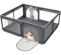 Aire de jeux pour enfants, conception en filet respirant, espace de jeu sécurisé, porte double, couleur gris
