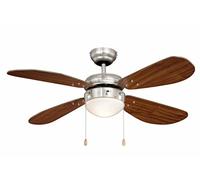 aireRyder Classic - Ventilateur de Plafond Silencieux Nickel Brossé & Noyer - 3 Vitesses, Modes Été/Hiver, Installation Facile sur Plafond Inclinés - Design Intemporel pour Salon, Chambre, Bureau