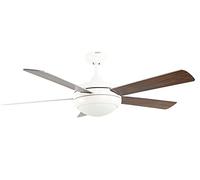 Ventilateur de plafond Ursa Blanc pales Argent & Noyer avec éclairage et télécommande