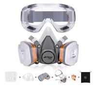 AirGearPro G-500 Masque de Protection Respiratoire Réutilisable, Anti poussière, Anti gaz avec Filtres et Lunettes de Protection