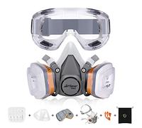 AirGearPro G-500 Masque de Protection Respiratoire Réutilisable, Anti poussière, Anti gaz avec Filtres et Lunettes de Protection pour Peinture, Travaux, Bricolage, Ponçage