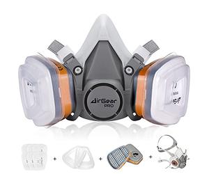 AirGearPro M-500 Masque de Protection Respiratoire Réutilisable, Anti poussière, Anti gaz avec Filtres pour Peinture, Travaux, Bricolage, Ponçage