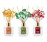 Airkeep Diffuseur de Parfum 50ml*3, Coconut Pineapple/Lemon Eucalyptus/Cranberry Apple Diffuseur Maison avec 24 Bâtonnets Diffuseur, Decoration pour Chambre, Salon, Salle de Bain, Bureau