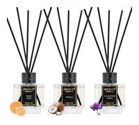 Airkeep Diffuseur de parfum 50ml x3 - Fresh Linen, Vanilla, Eucalyptus Mint - Bâtonnets parfumés avec 24 tiges - Parfum d’ambiance longue durée pour la maison - Parfum & décoration en un