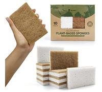 AIRNEX Lot de 6 éponges de cuisine naturelles biodégradables - Éponge à récurer en cellulose et noix de coco - Éponges écologiques pour vaisselle