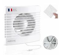 Airope 150 mm Ventilateur Extracteur d'Air VMC avec Interrupteur à Tirette, Clapet Anti-Retour + Moustiquaire, pour Salle de Bain, Cuisine, WC, Silencieux, Garantie 5 Ans