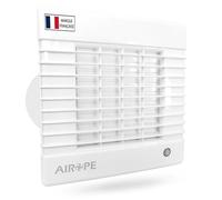 AIROPE-AS-100 mm Ventilateur, Extracteur d'air, Volet Automatique, VMC, pour Salle de Bain, Cuisine, WC, Bureau, Silencieux, Faible Consommation, Profil Élégant, Garantie 5 ANS