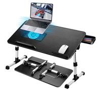 AirOpen Table de Lit pour Ordinateur Portable, Pliable, Réglable en Hauteur et Angle, Plateau de Lit avec Tiroir/Refroidisseur PC Portable, Table pour Lit/Canapé/Sol (60 x 34 cm, Noir)