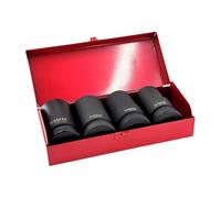 AIROUTIL Coffret Douilles 1" Longues à Choc poids lourd et industrie - 27 à 33 mm - 4 Pièces - Normes DIN 3129 et ISO 2725-2