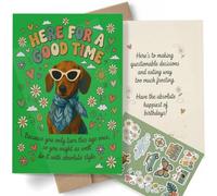 AIROW Carte d'anniversaire rétro teckel, carte de vœux amusante pour amis et famille, célébration d'anniversaire humoristique, format A5 standard, impression double face, enveloppe kraft et feuille