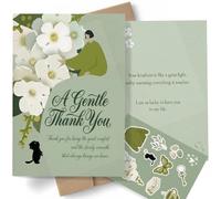 AIROW Carte de remerciement pour ami, carte de vœux de gratitude sincère avec art botanique serein, format A5, impression double face, design original, enveloppe kraft et feuille d'autocollants