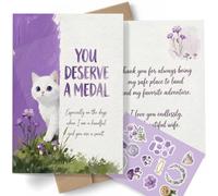 AIROW Carte de remerciement pour femme, motif chat aquarelle, note d'appréciation et d'amour, format standard A5, impression double face, enveloppe kraft et feuille d'autocollants