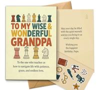 AIROW Carte de vœux d'anniversaire pour grand-père, carte rétro d'échecs pour papa et grand-père, thème chaleureux, format A5, impression double face, design original, enveloppe et feuille