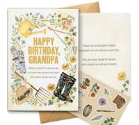 AIROW Carte de vœux de jardinage aquarelle pour grand-père, carte d'anniversaire pour grand-père, motif jardin chaleureux - Format A5 standard, impression double face, enveloppe de qualité supérieure