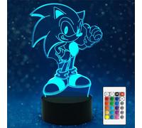 AIRUEEK Sonic Lampe 3D Veilleuse Anime - 16 Variations De Couleurs/Lampe Enfant - Décoration De Chambre Créative Figurine Anime Cadeaux Pour Enfants Garçons Hommes Fans