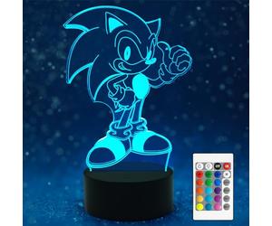 AIRUEEK Sonic Lampe 3D Veilleuse Anime - 16 Variations De Couleurs/Lampe Enfant - Décoration De Chambre Créative Figurine Anime Cadeaux Pour Enfants Garçons Hommes Fans