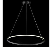 AIRUI Cercle LED Suspension Moderne Métal Acrylique Suspendu Lustre Réglable îlot Lampe Suspendue pour Salon Cuisine Chambre à Coucher,Black+Stepless Dimming-80cm 50W