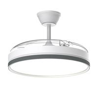 Airwit 106cm Ventilateur Plafond Rétractable et Silencieux avec Lumière LED | 6 vitesses, télécommande, éclairage LED à 3 températures de couleur, finition grise, pour salon et chambre